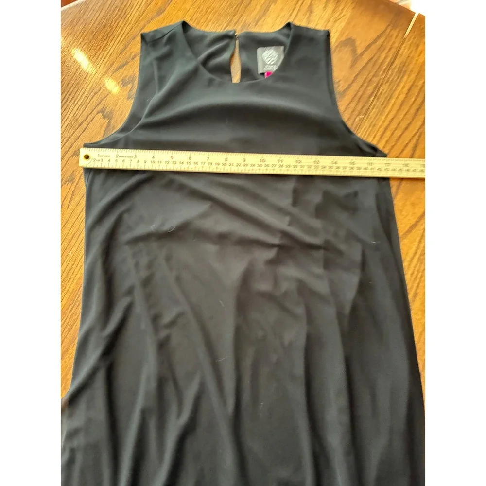 Vince Camuto Womens Black High Low Sheer Mesh Overlay‎ Sleeveless Dress Size 4